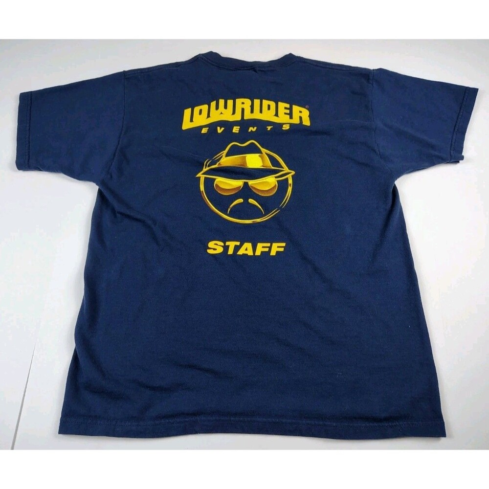 Lowrider Magazine Tshirt Event Staff Blue M-L USA Vintage 90s